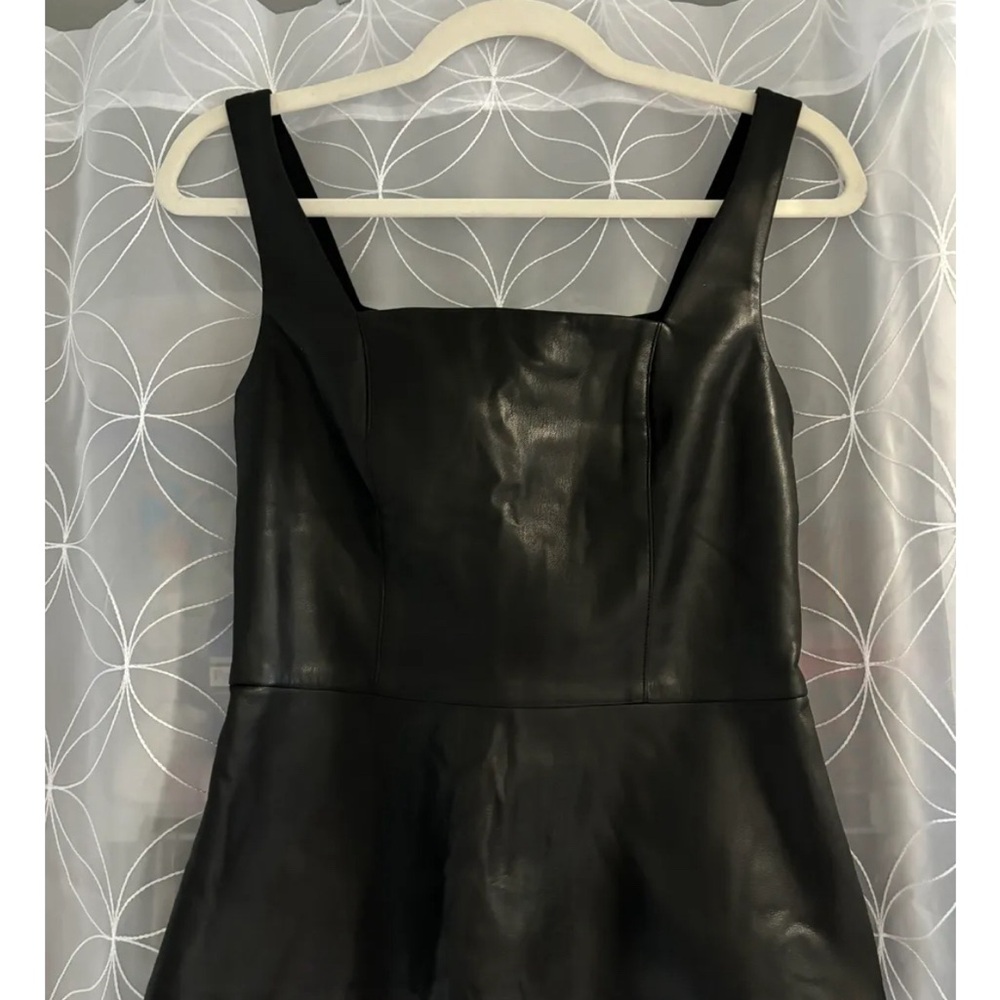 Macy's Sleek Black Faux Leather Tank Top - Picture 2 of 3